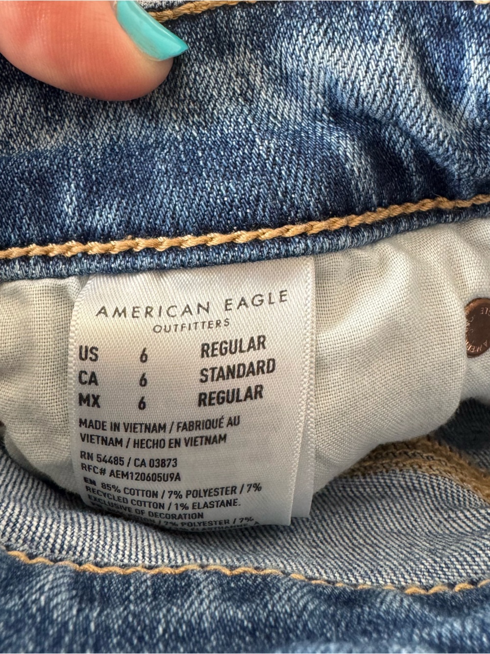 AE American Eagle Distressed Super High Rise Flare Jeans - Picture 8 of 8